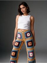 Tığ İşi Pantolon — Çok Renkli Granny Square