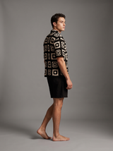 Shirt — Black Cream Square, three-quarter