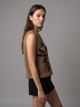 Vest — Tan Brown Floral, three-quarter