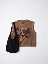 Vest — Tan Brown Floral, ghost mannequin