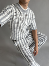 Two-Piece Set — Gray Stripe, three-quarter