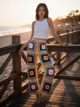 Tığ İşi Pantolon — Çok Renkli Granny Square