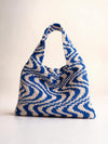 Tığ İşi Tote Çanta — Mavi Beyaz Dalga | Ana product shot