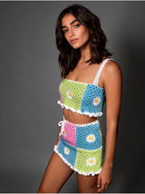 Tığ İşi İkili Takım — Pastel Papatya Patchwork