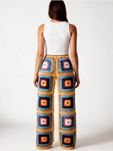 Tığ İşi Pantolon — Çok Renkli Granny Square