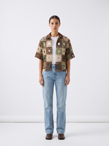 Crochet Shirt — Brown Cream Sunburst, front