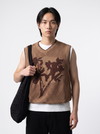 Vest — Tan Brown Floral, front