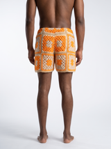Crochet Shorts — Orange Square, back