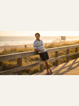 Crochet Polo — Blue White Stripe, campaign