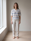 Crochet Polo — Blue White Stripe, styled