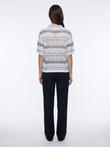 Crochet Polo — Blue White Stripe, back