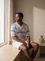 Crochet Polo — Blue White Stripe, lookbook