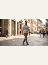Crochet Polo — Blue White Stripe, lookbook street