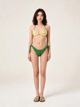 Tığ İşi Bikini — Limon Desenli | limon dilimi ve tığ dokusu