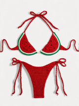 Tığ İşi Bikini — Karpuz Desenli | ürün tek başına
