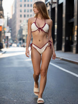 Tığ İşi Bikini — Krem Bordo | şehir lookbook