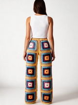 Tığ İşi Pantolon — Çok Renkli Granny Square