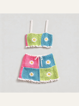 Tığ İşi İkili Takım — Pastel Papatya Patchwork